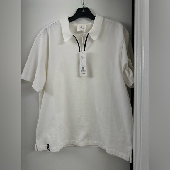 NWT $95 Magnlens Half zip Up Polo Shirt White Small S Cotton Blended Regular Fit - Picture 2 of 12